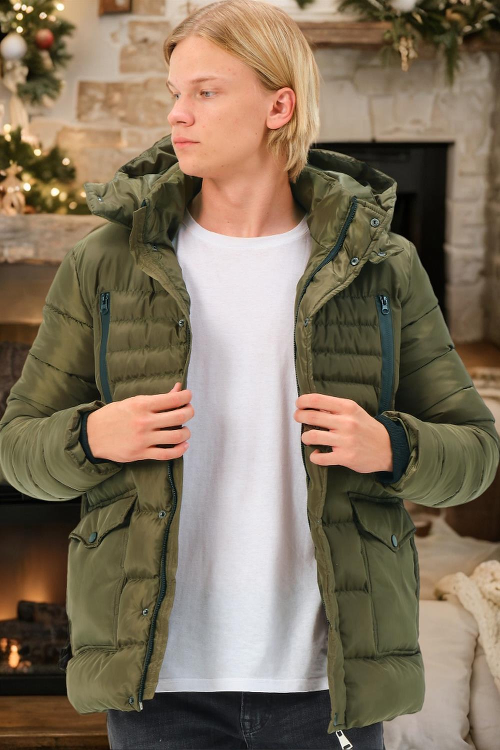 M8657 DEWBERRY MENS COAT-PLAIN KHAKI