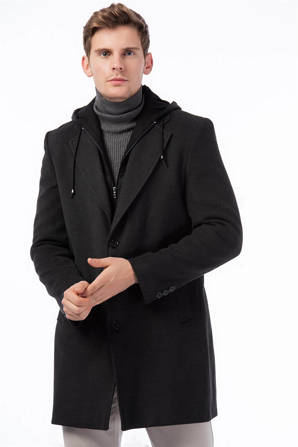 PLT8376 DEWBERRY MEN&#039;S COAT-ANTHRACITE
