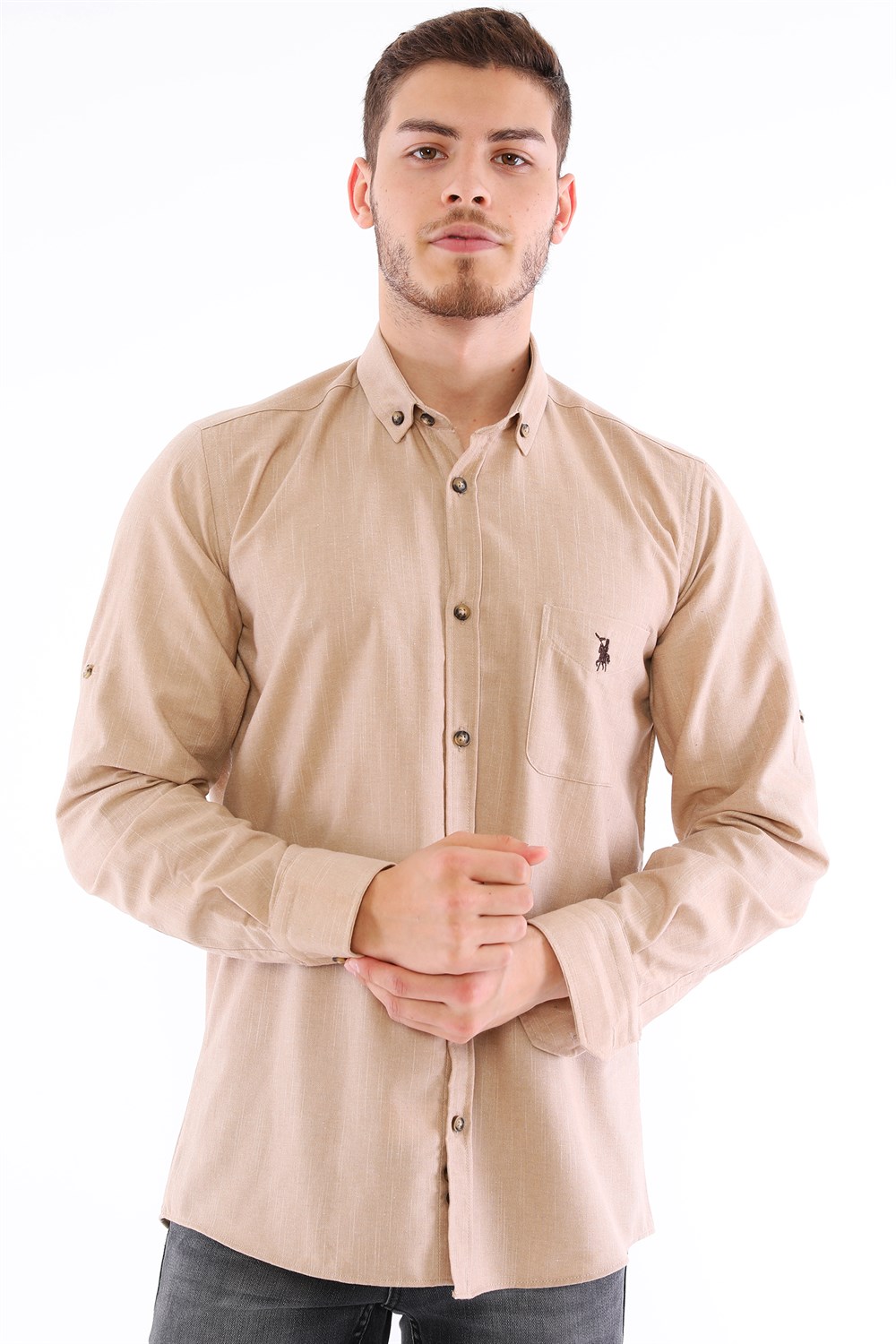G723 DEWBERRY MEN'S SHIRT-BEIGE