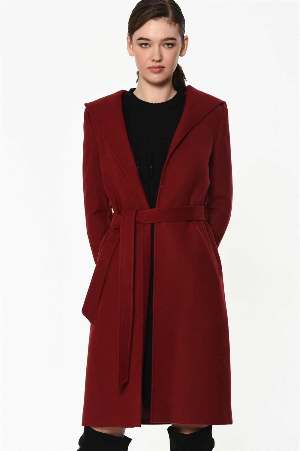 Z6630 DEWBERRY LADIES&#039; COAT-BURGUNDY