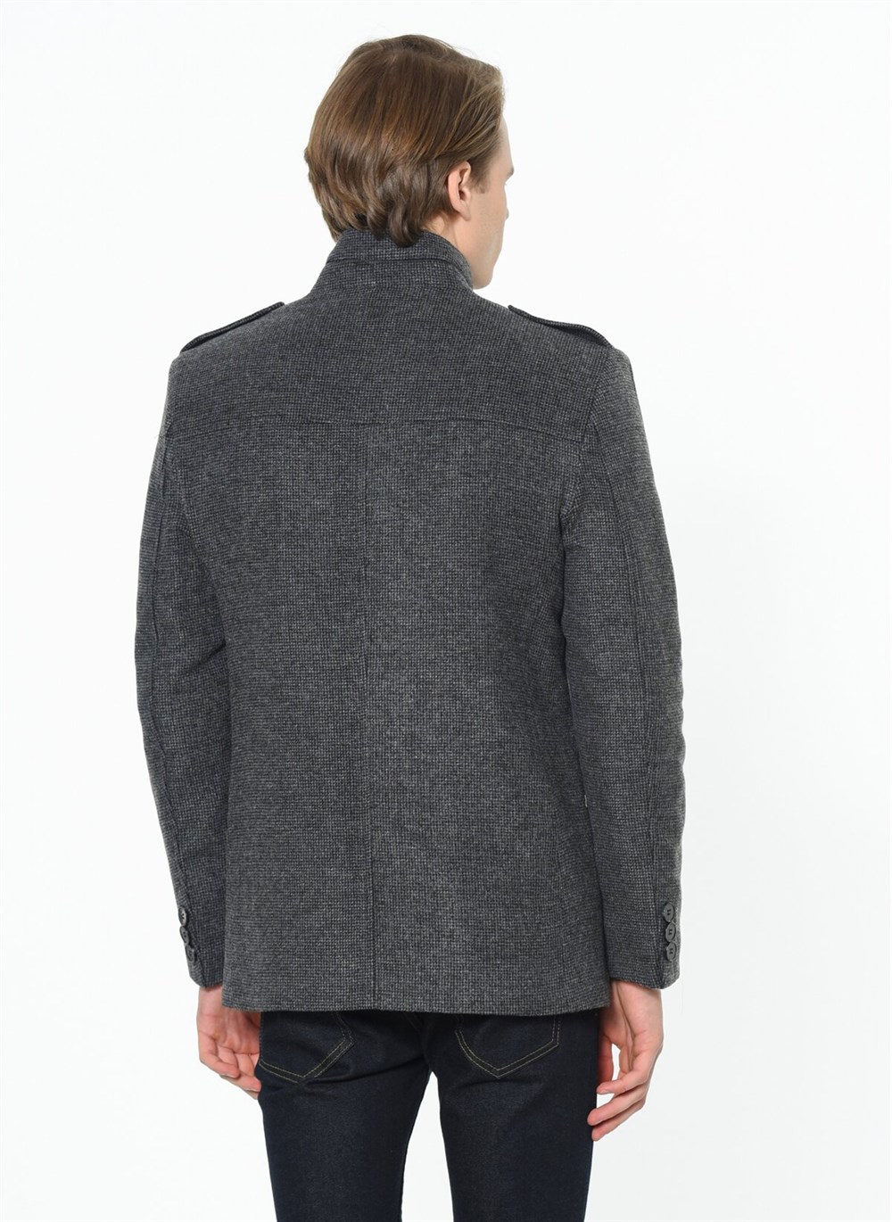 PLT8378 DEWBERRY MEN&#039;S COAT-PATTERNED ANTHRACITE