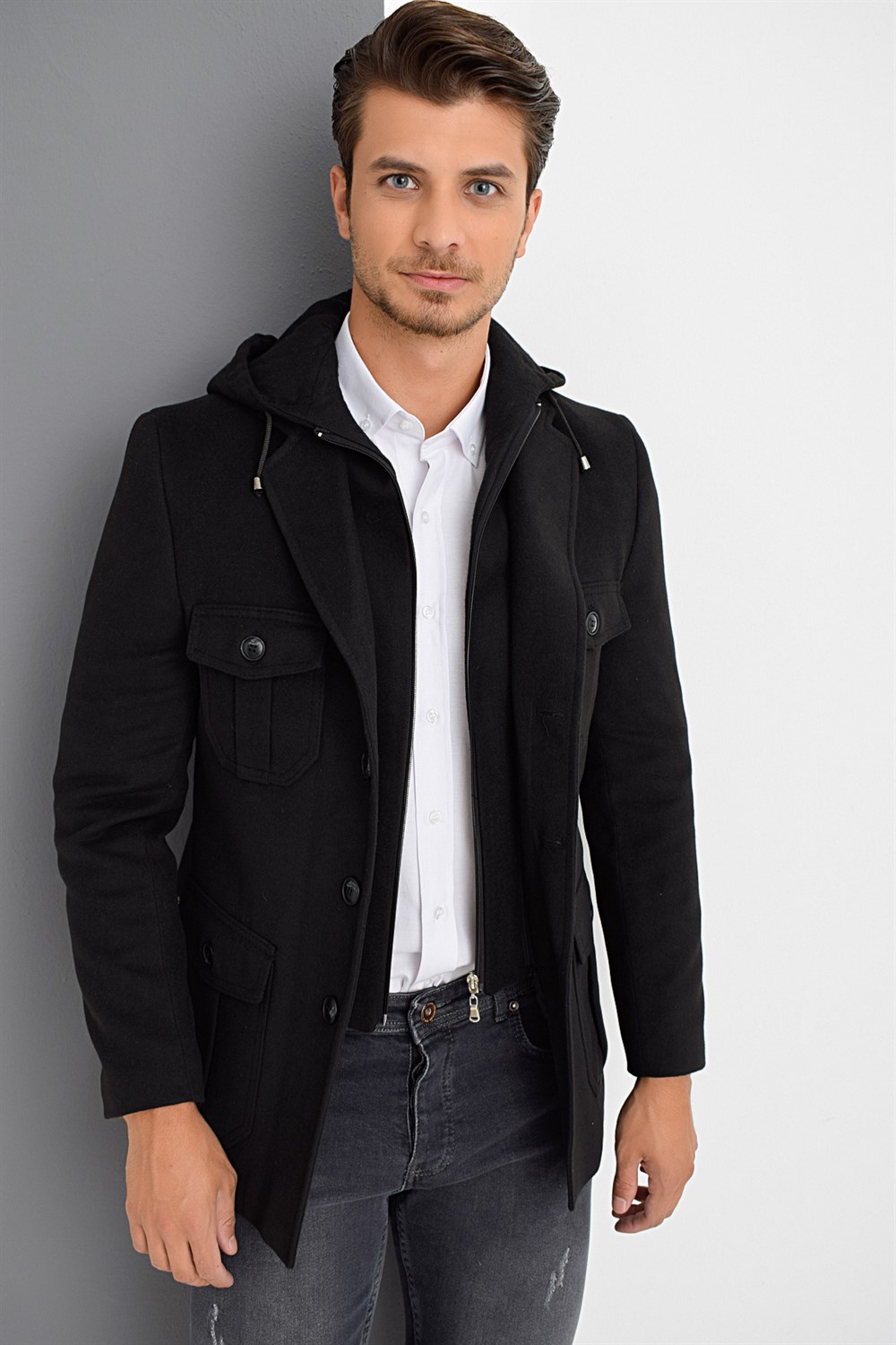 K7538 DEWBERRY MEN&#039;S COAT-BLACK