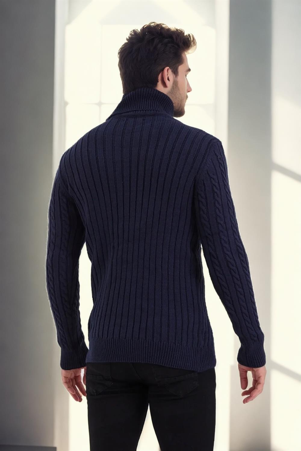 87325 Dewberry Mens Knitted Patterned Sweater-NAVY