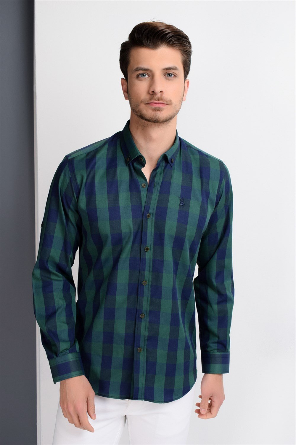 G665 DEWBERRY MEN'S SHIRT-NAVY-GREEN