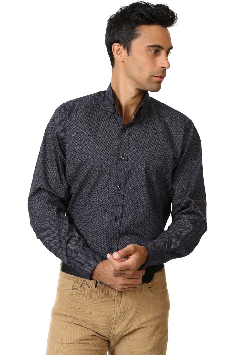 G577 DEWBERRY SHIRT-NAVY BLUE- BROWN