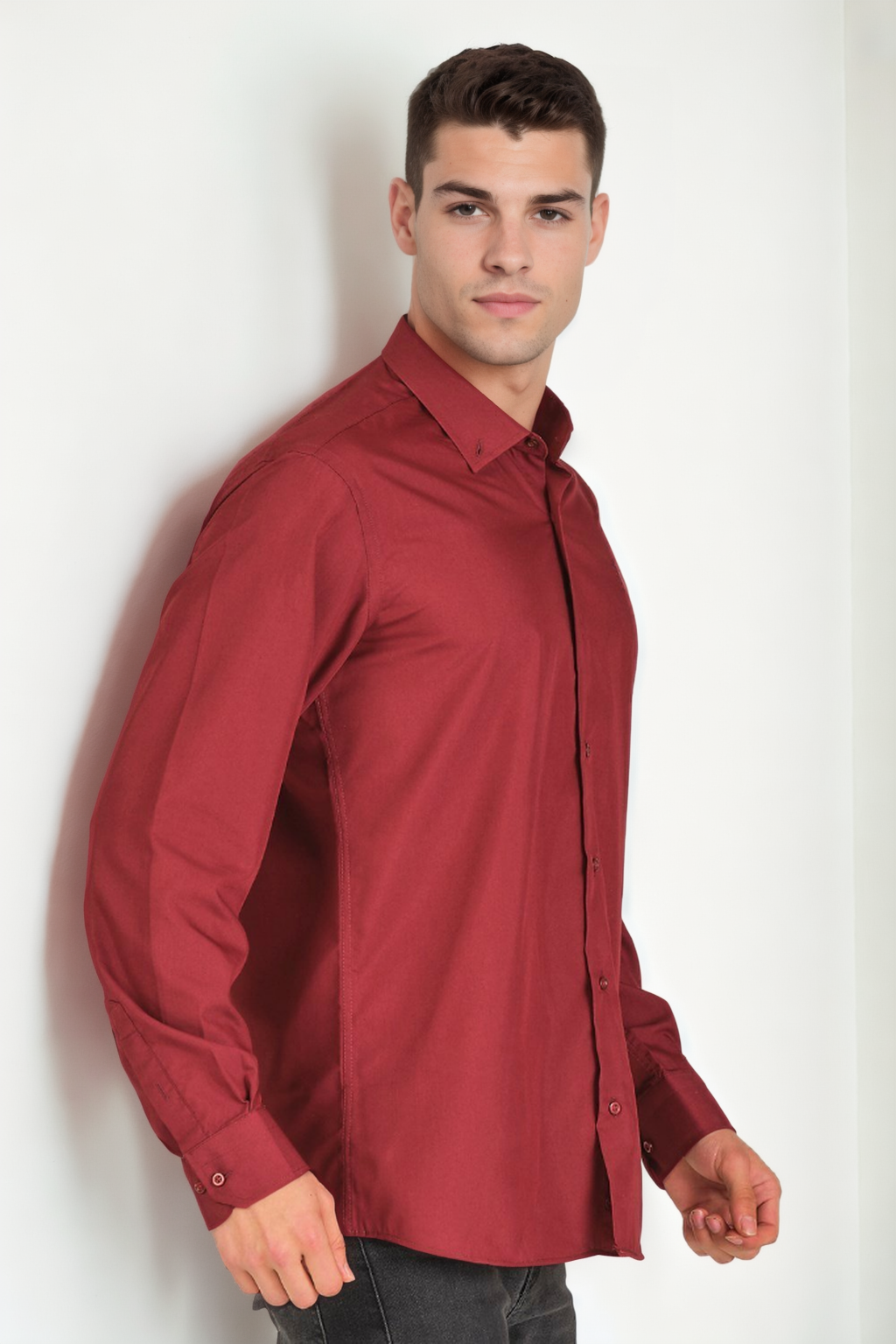 G925 DEWBERRY MEN&#039;S SHIRT-BURGUNDY