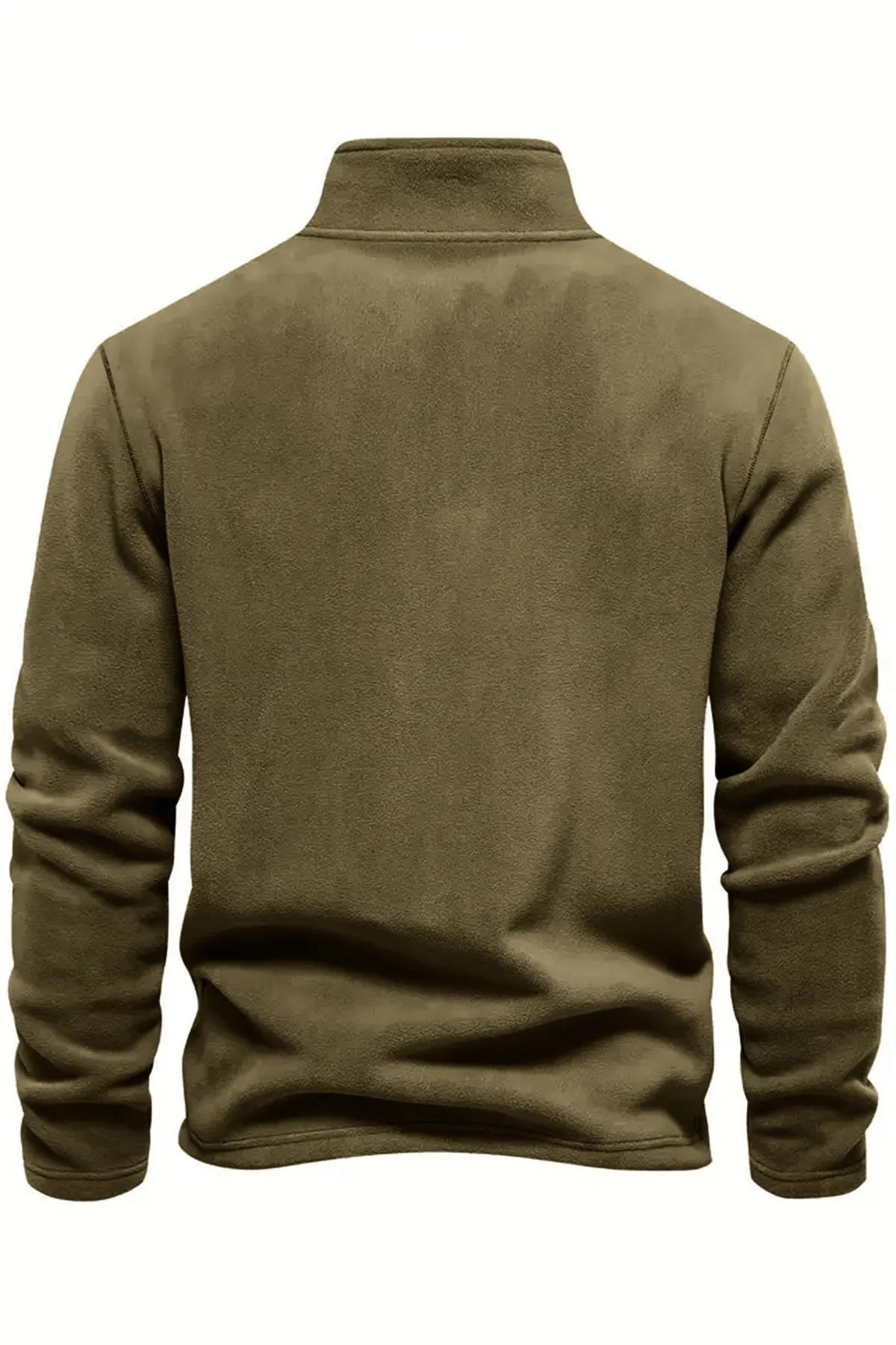 49143 Dewberry Half Zipper Stand Collar Mens Fleece-DARK BEIGE