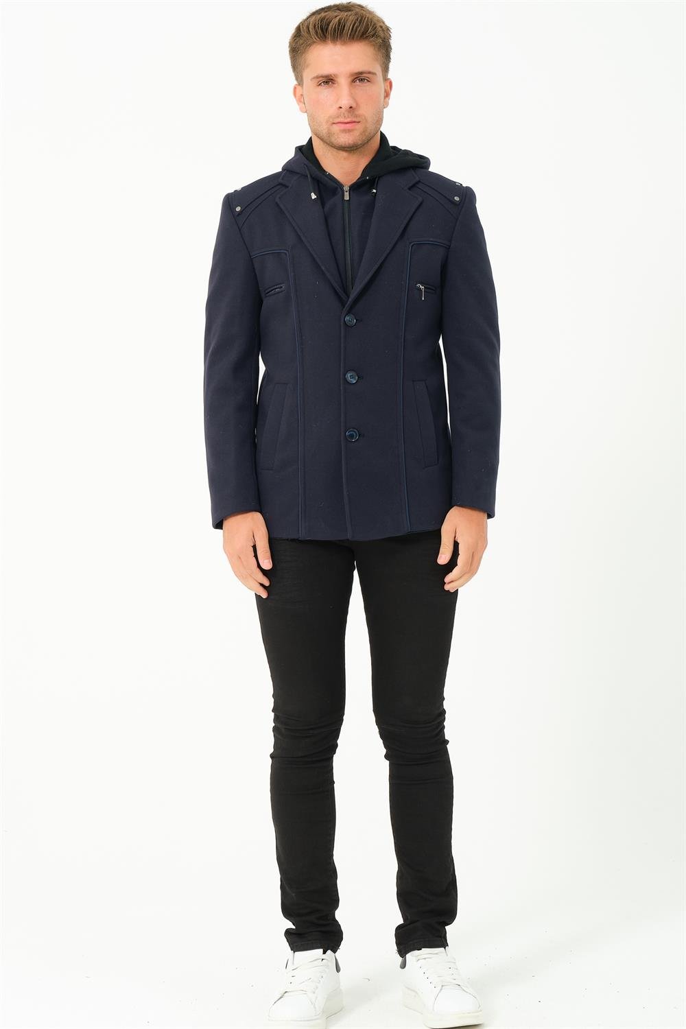 K7532 DEWBERRY MEN&#039;S COAT-PLAIN NAVY BLUE