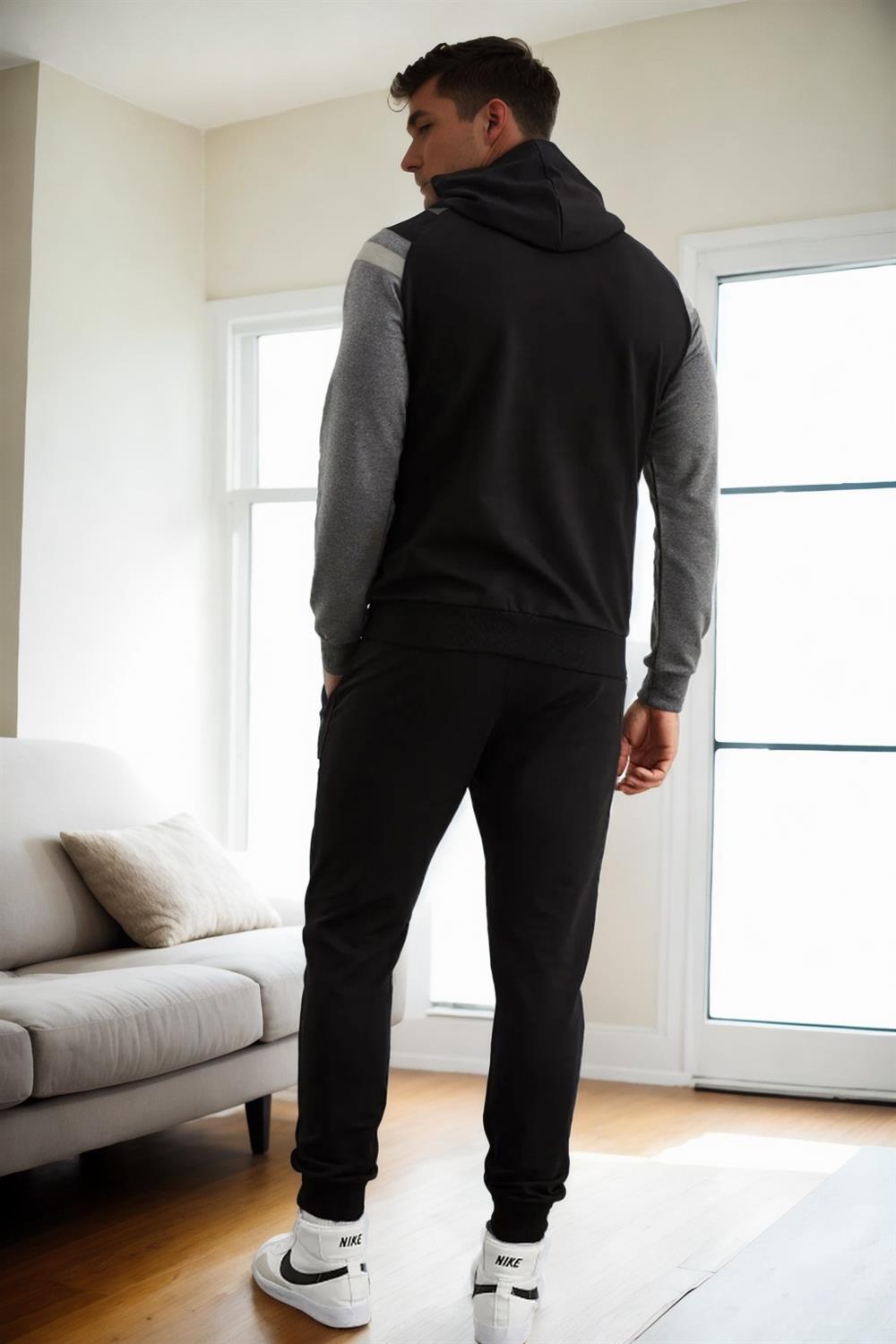 82501 Dewberry Mens Tracksuit Set-BLACK