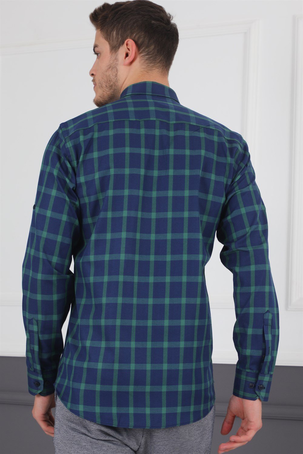 G717 DERBERRY MEN'S SHIRT-NAVY-GREEN
