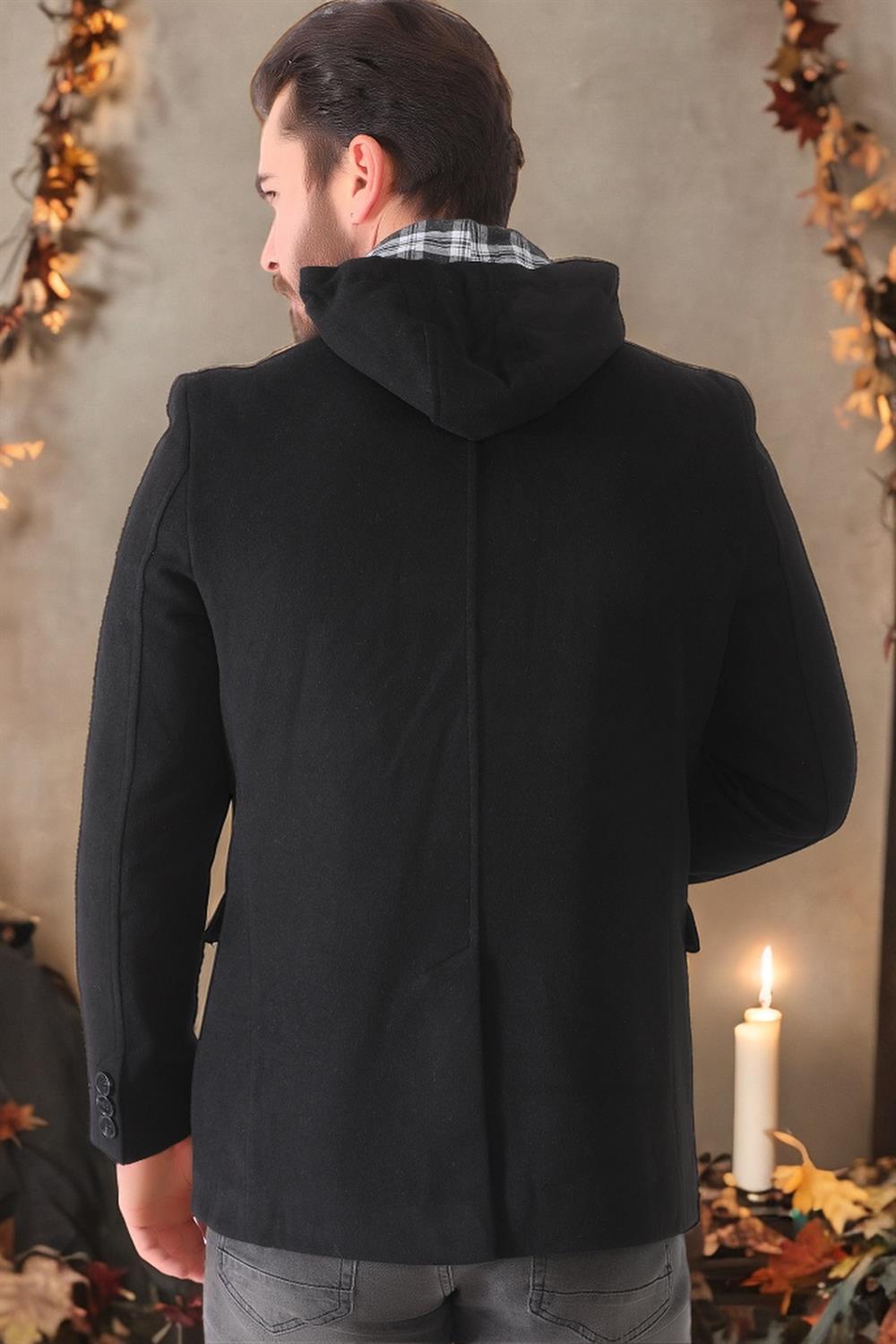 K7540 DEWBERRY MEN'S COAT-PLAIN BLACK