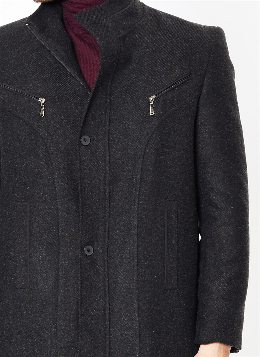 K7126 DEWBERRY MEN&#039;S COAT-DIAGONAL ANTHRACITE
