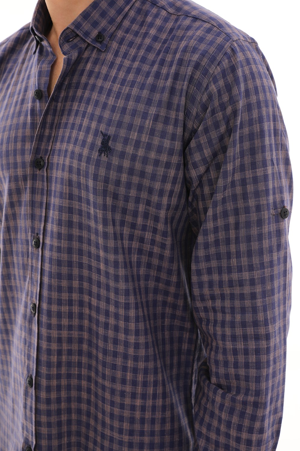 G724 DEWBERRY MEN'S SHIRT-NAVY-BROWN