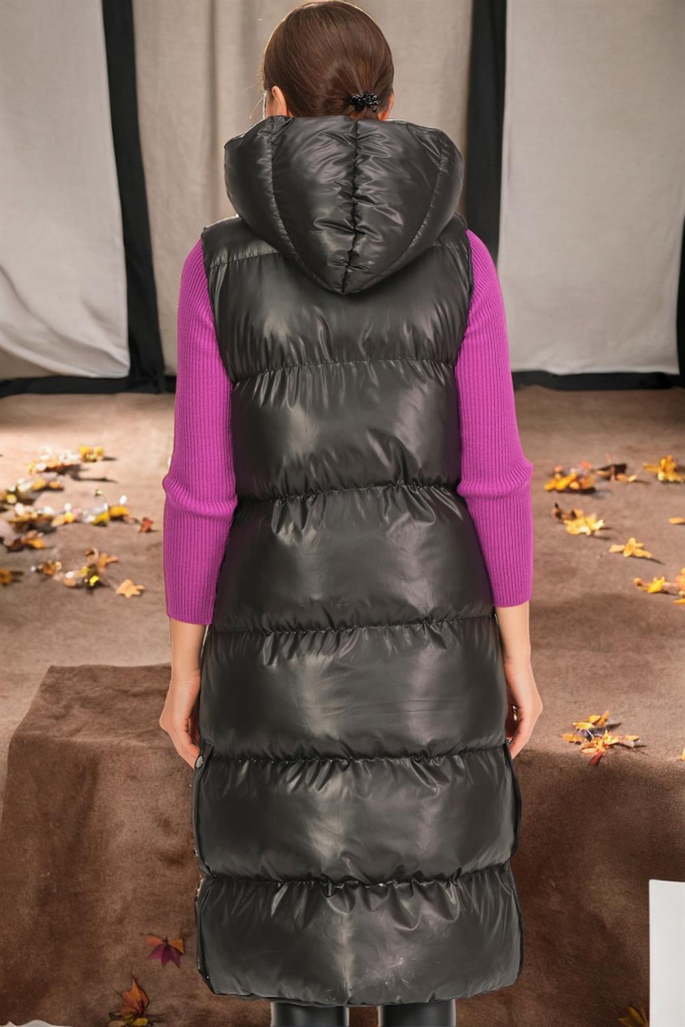 Z6733 DEWBERRY HK STYLE WOMEN'S VEST-STRAIGHT BLACK