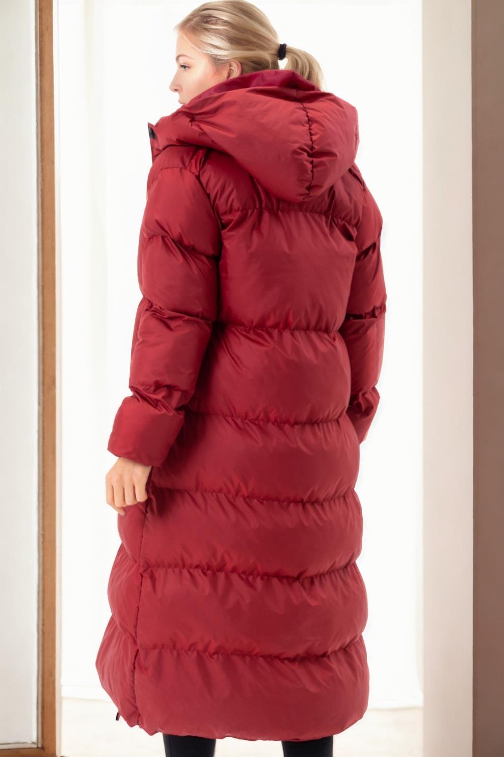 Z6756 DEWBERRY LADIES' INFLATABLE COAT-BURGUNDY-1