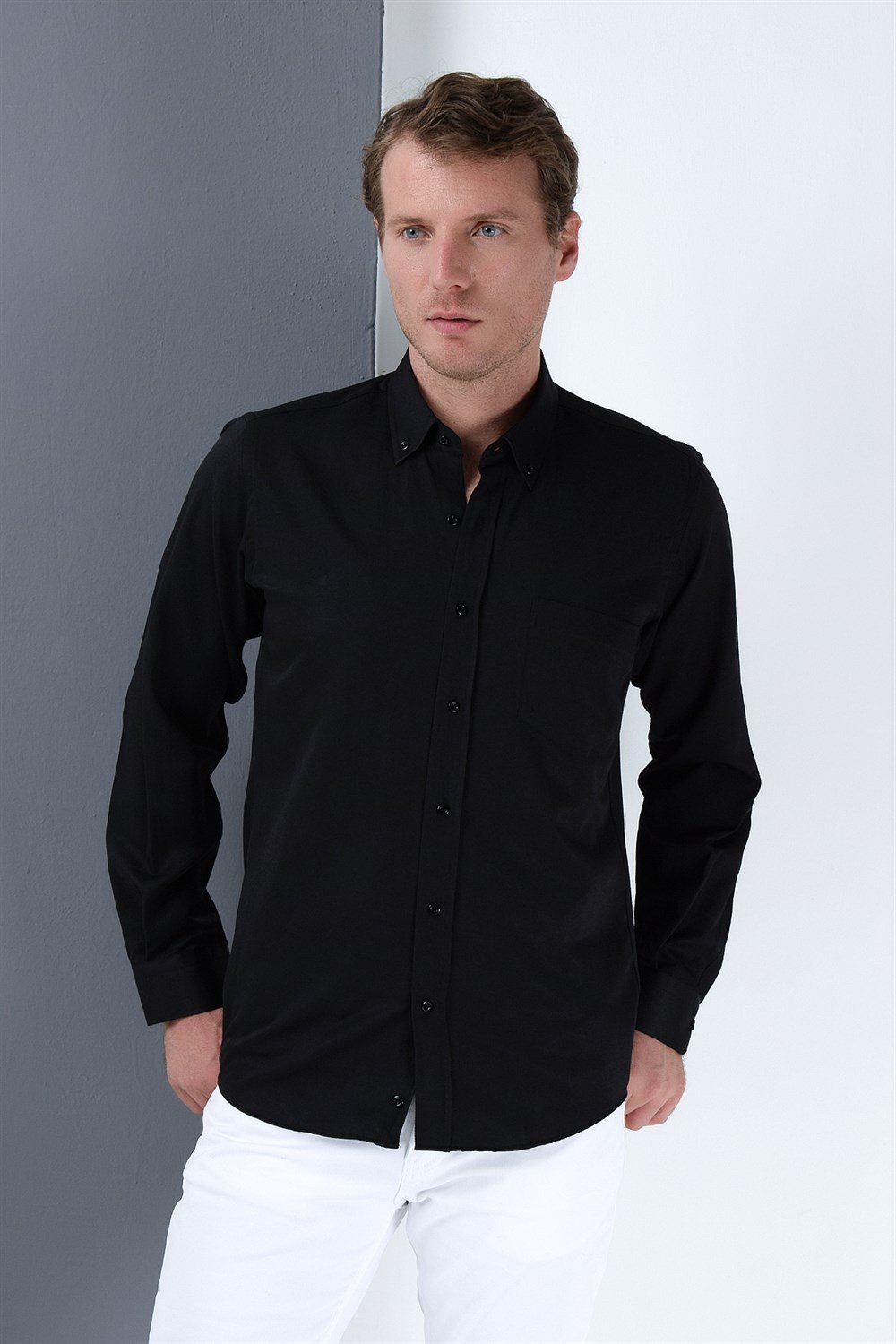G676 DEWBERRY MEN'S SHIRT-BLACK