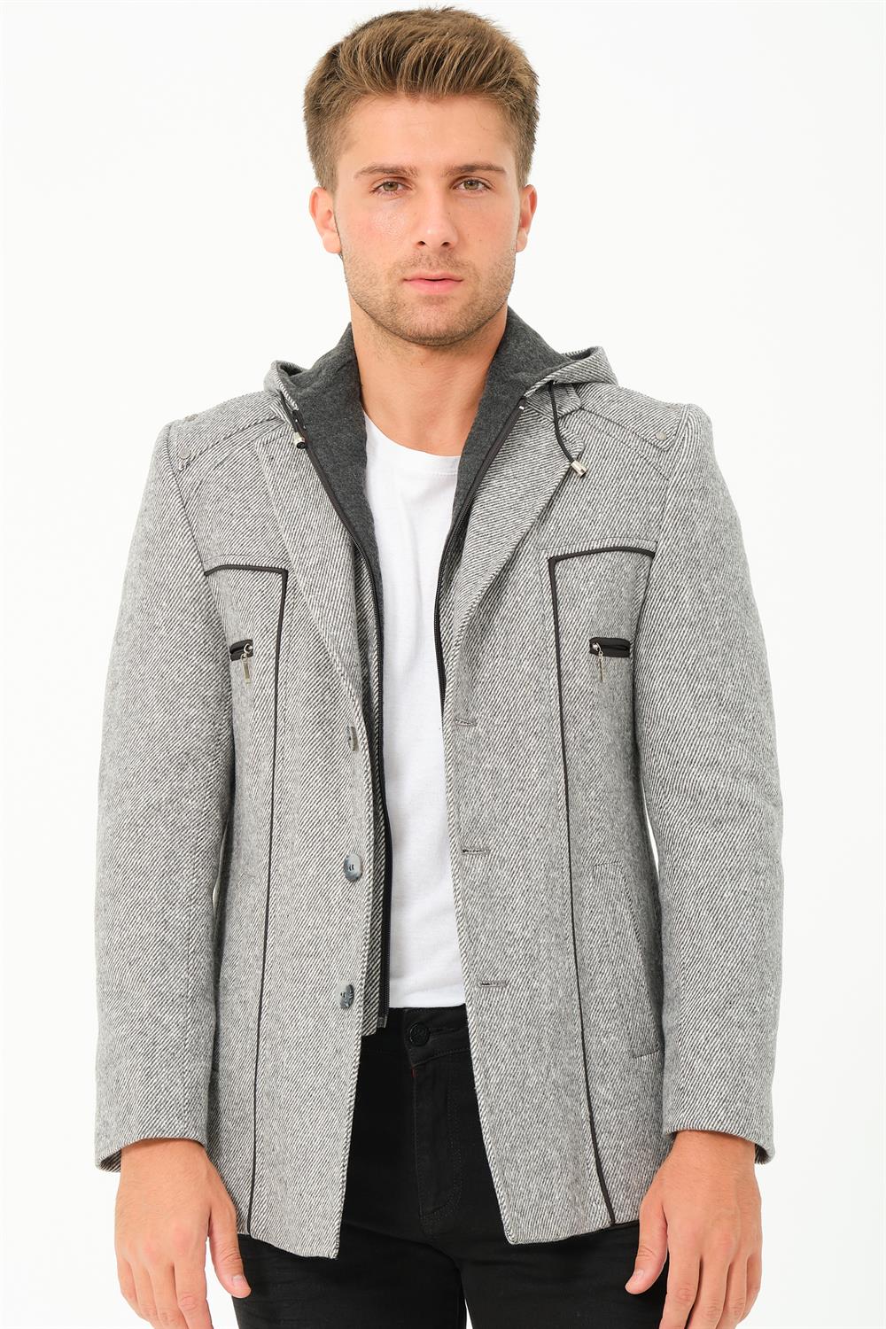 K7532 DEWBERRY MEN&#039;S COAT-DIAGONAL GREY