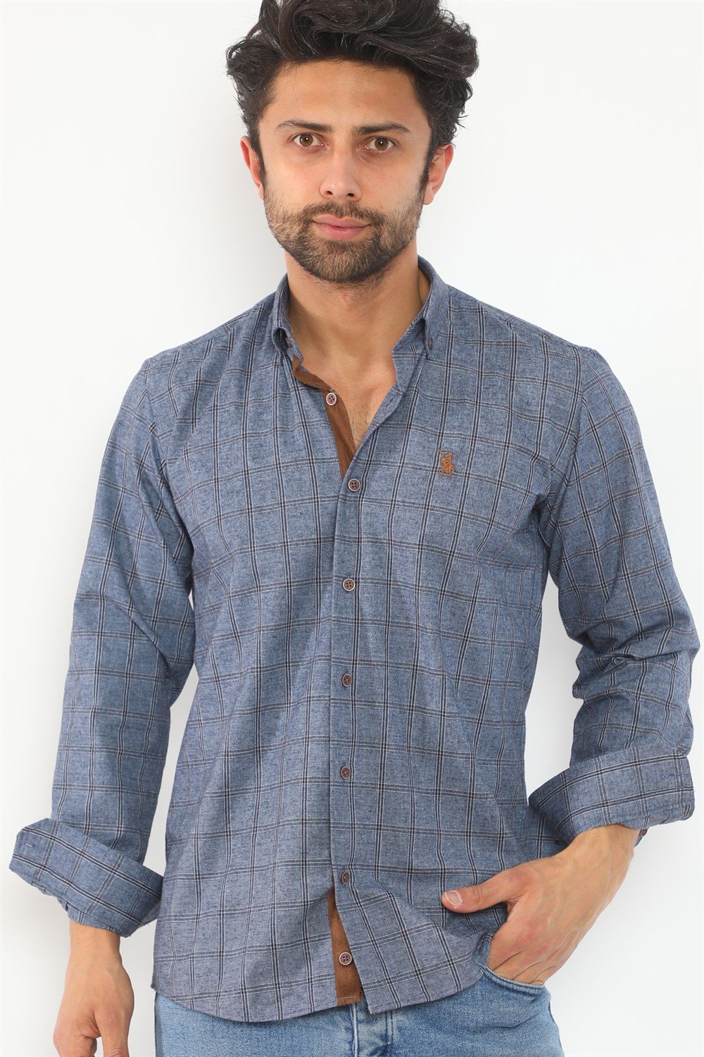 G711 DEWBERRY MEN&#039;S SHIRT-NAVY BLUE