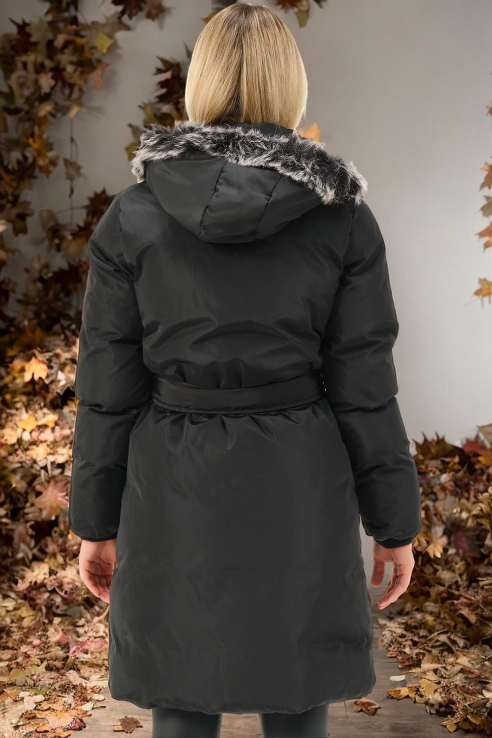 Z6774 DEWBERRY WOMEN'S COAT-PLAIN BLACK