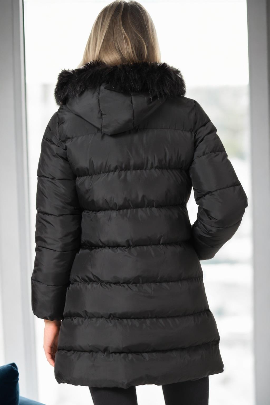 Z6759 DEWBERRY WOMEN'S COAT-PLAIN BLACK