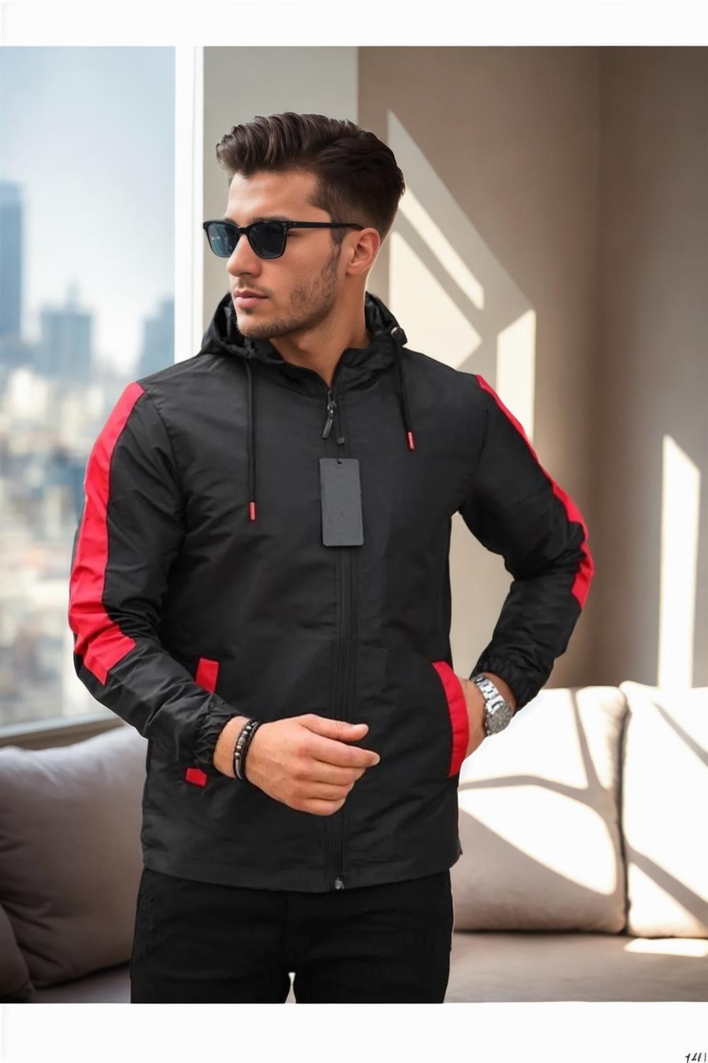 84690 Dewberry Seasonal Mens Jacket-BLACK-RED