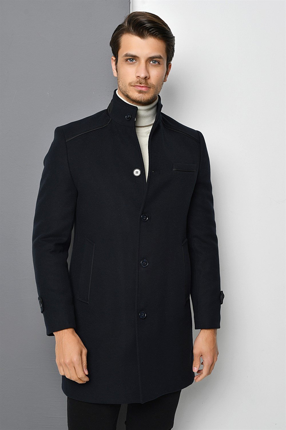 PLT8391 DEWBERRY MEN&#039;S COAT-NAVY BLUE