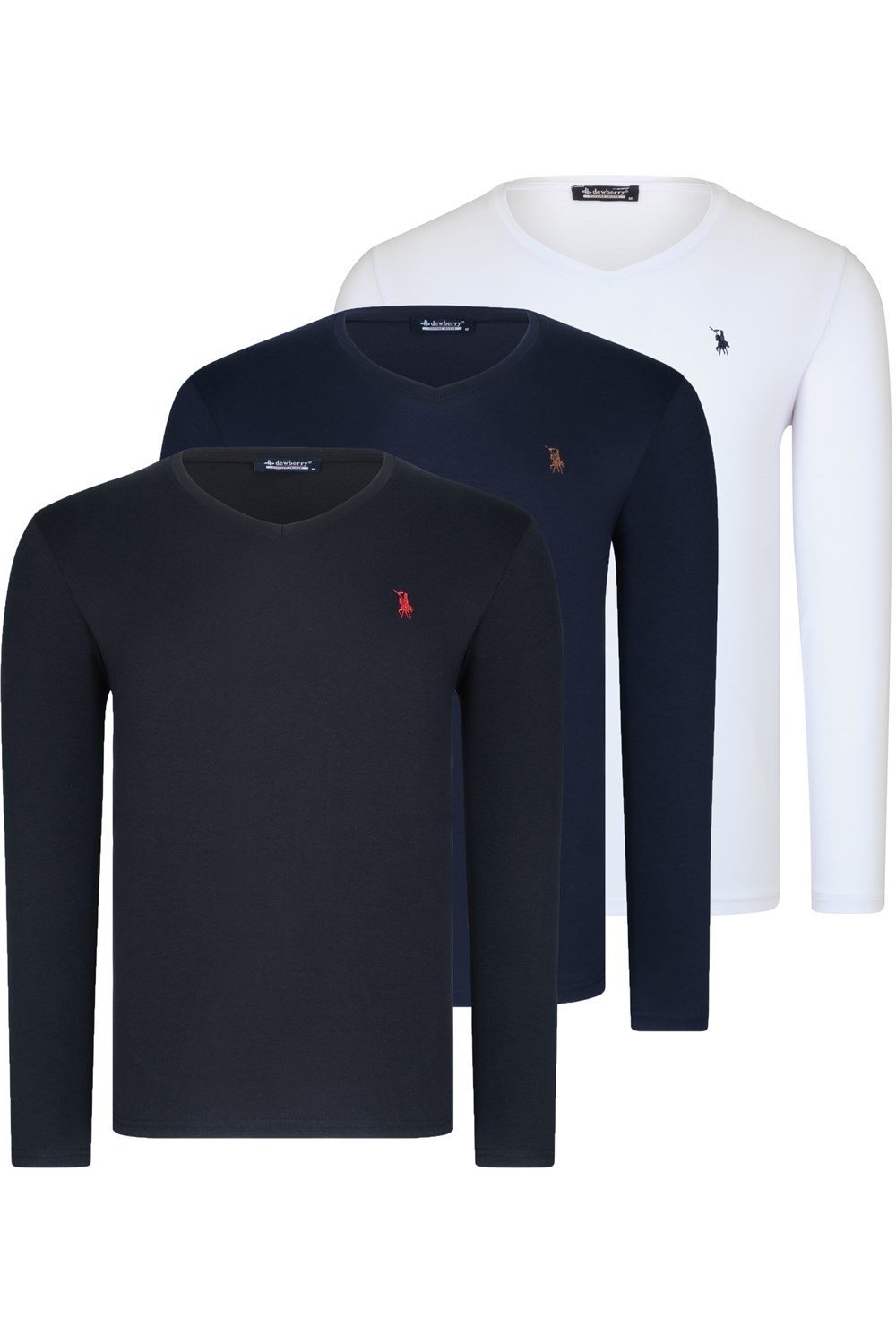 TRIPLE SET T8587 DEWBERRY V COLLAR MEN'S SWEATSHIRTBLACKWHITELACİVERT