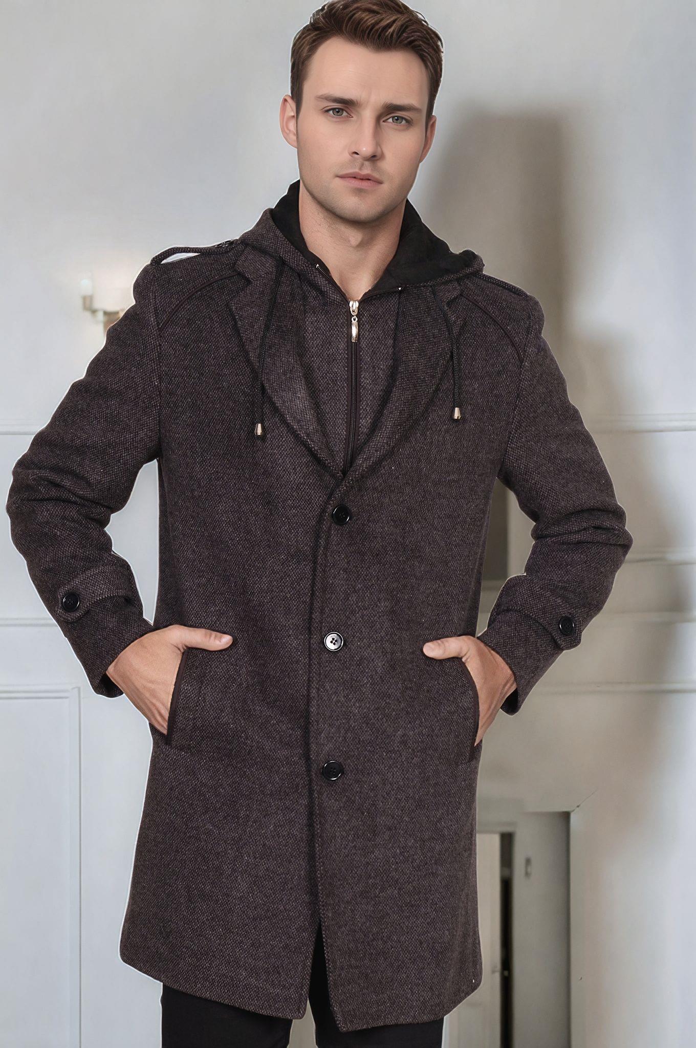 Pánsky kabát Dewberry vzorovaný antracit