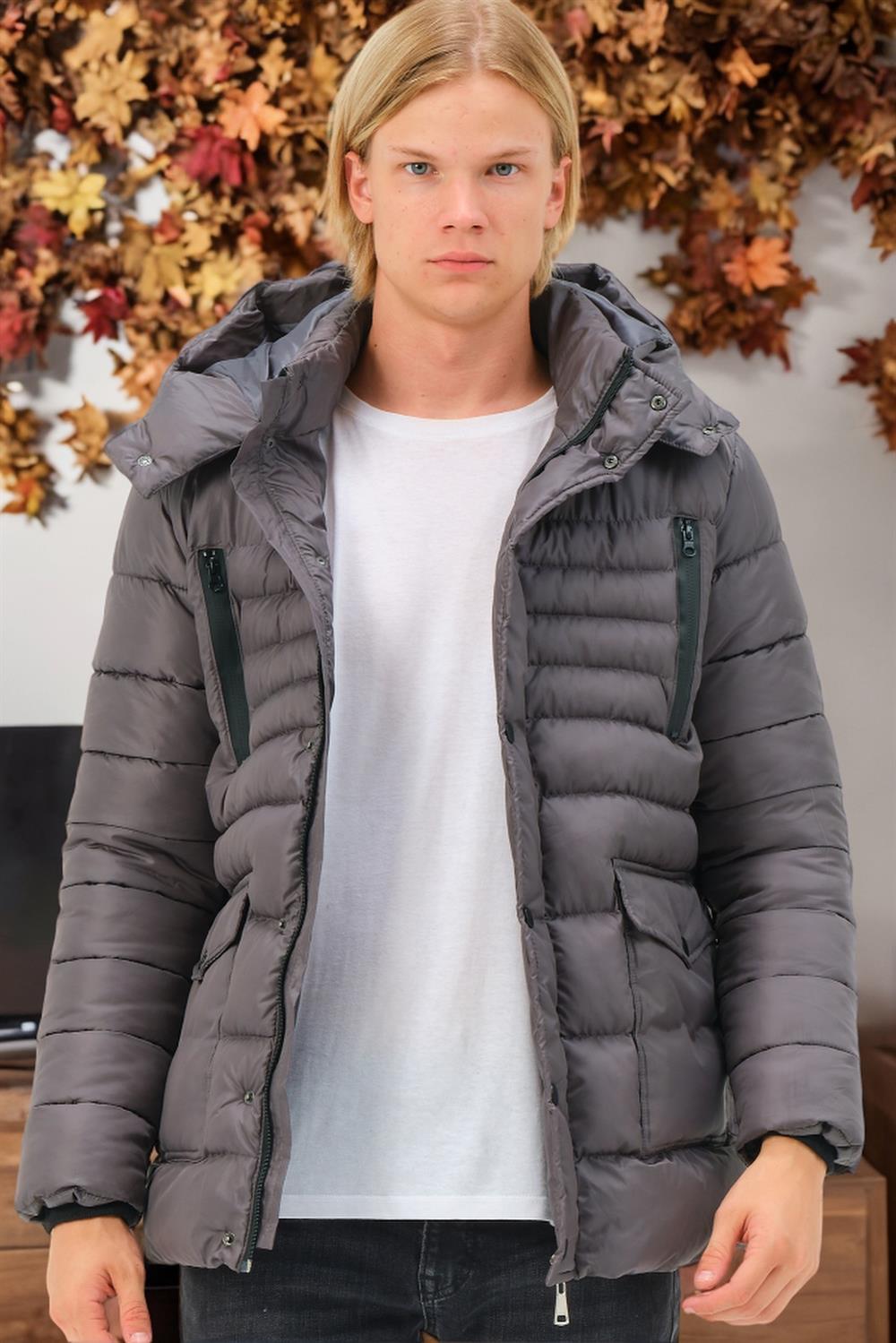 M8657 DEWBERRY MENS COAT-PLAIN ANTHRACITE