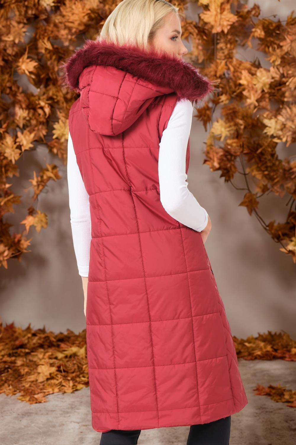 Z6718 DEWBERRY WOMEN'S VEST-PLAIN BURGUNDY