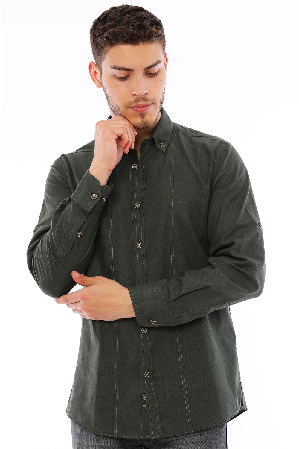 G721 DEWBERRY MEN'S SHIRT-KHAKI