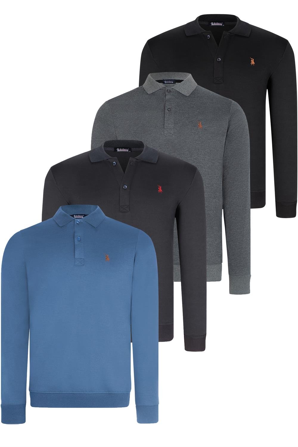 SET OF FOUR V4007 DEWBERRY MEN'S SWEATSHIRT-BLACK-NAVY-ANTHRACITE-INDIGO