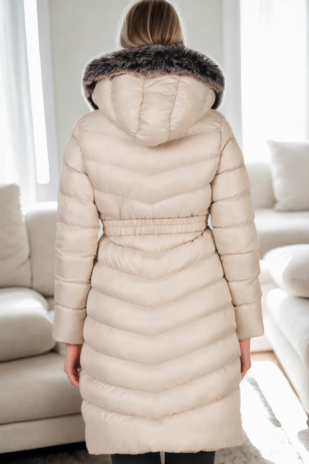 Z9690 DEWBERRY WOMEN&#039;S HOODED COAT-BEIGE