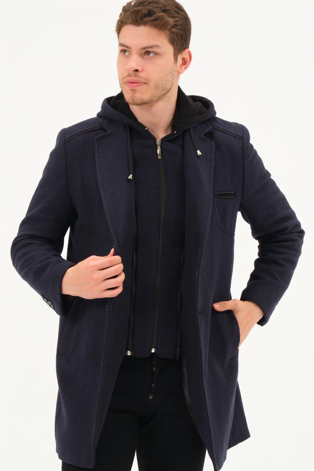 PLT8371 DEWBRRY MENS COAT-DIAGONAL NAVY BLUE