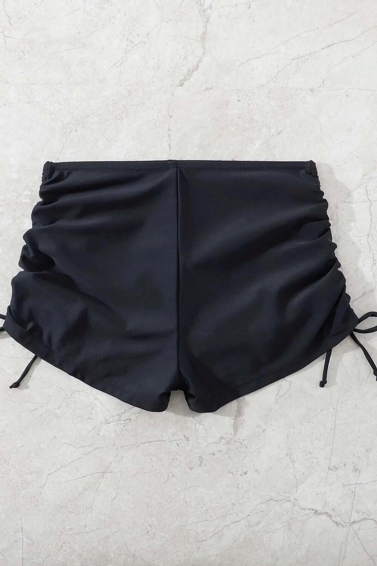69986 Dewberry Bikini Bottom with Ruched Details-BLACK