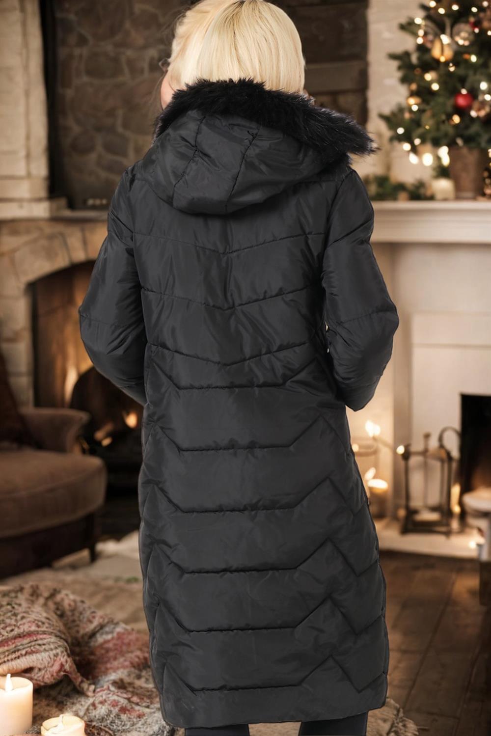 Z6751 DEWBERRY WOMEN'S COAT-STRAIGHT BLACK