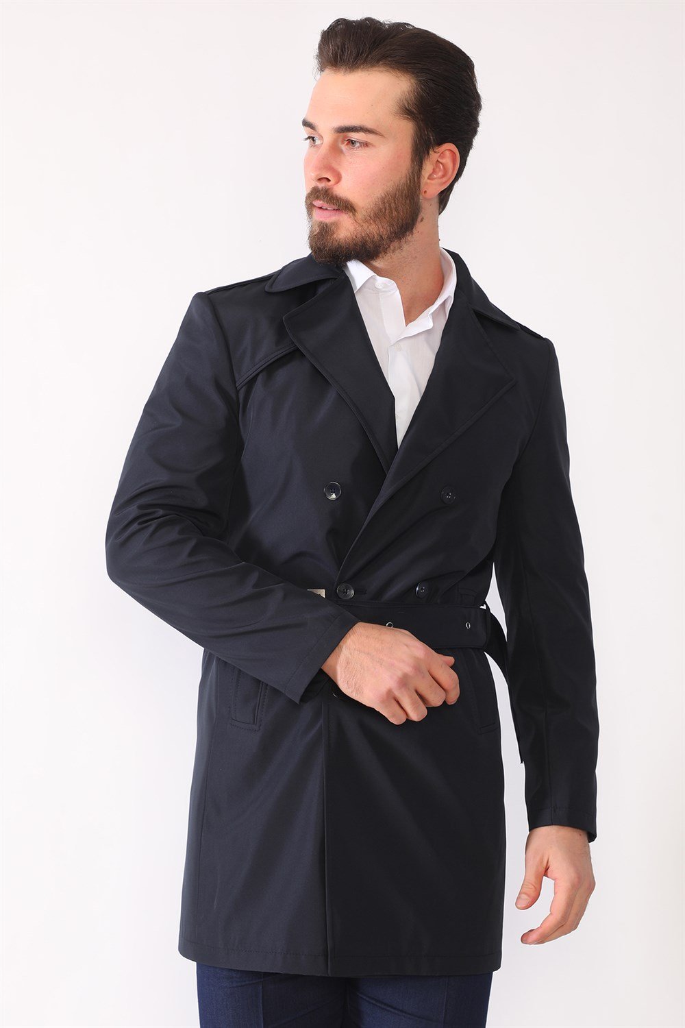 PLT8321 DEWBERRY MEN&#039;S OVERCOAT-NAVY