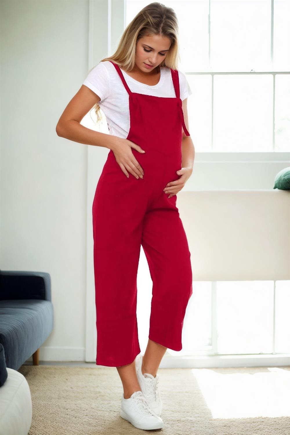 38739 Dewberry Women Pregnant Jumpsuit-BORDEAUX