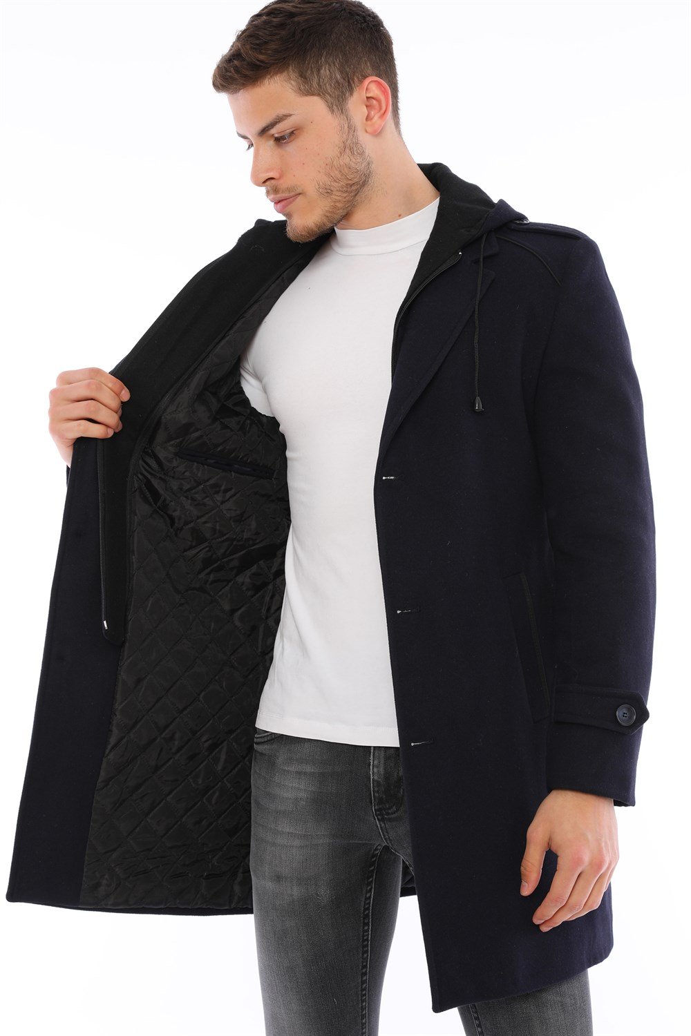 PLT8401 DEWBERRY MEN&#039;S COAT-NAVY BLUE