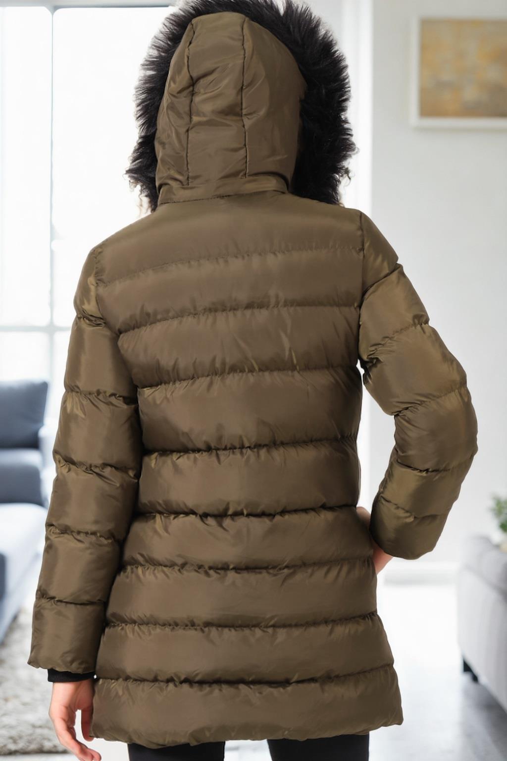 Z6763 DEWBERRY WOMEN'S COAT-KHAKI-1