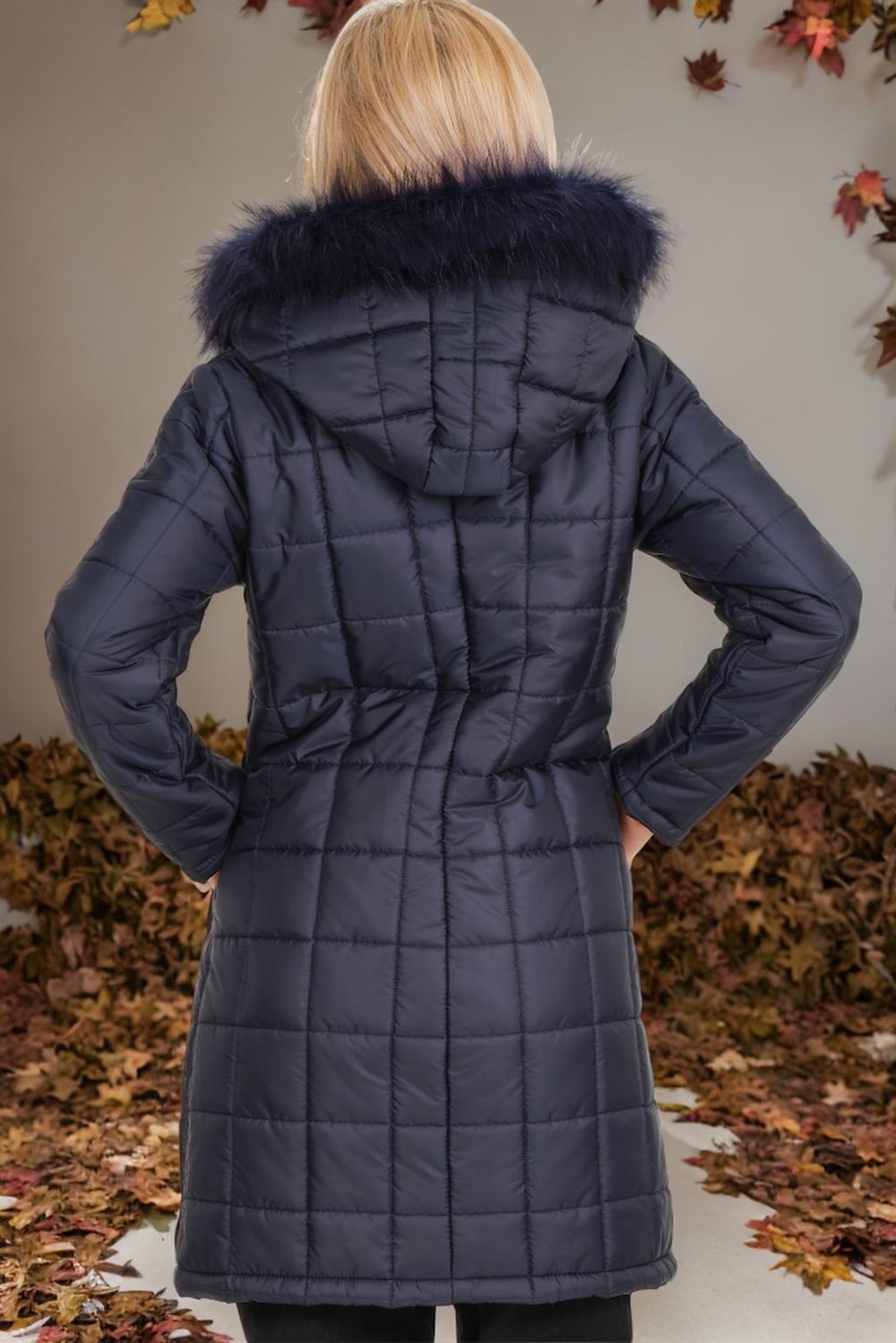 Z6653 DEWBERRY WOMEN'S COAT-PLAIN NAVY BLUE