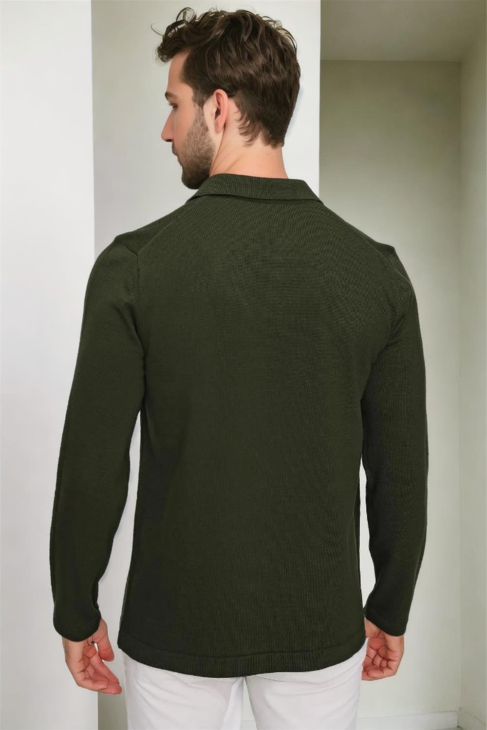 86813 Dewberry Polo Neck Long Sleeve Knitwear-Khaki