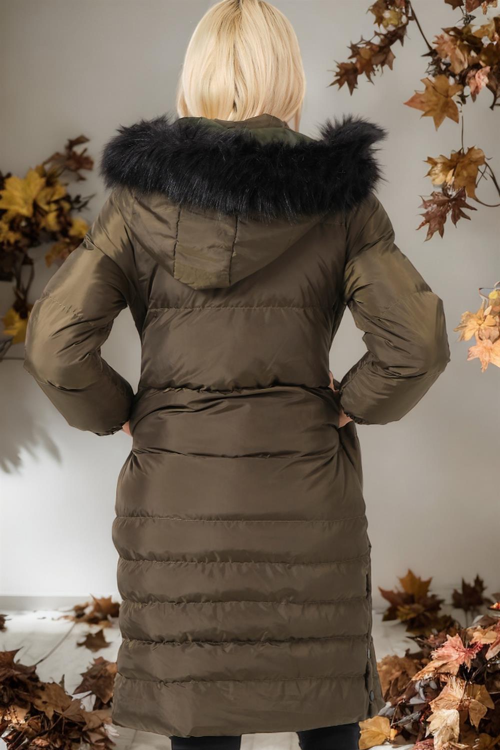 Z6740 DEWBERRY WOMEN'S COAT-PLAIN KHAKI