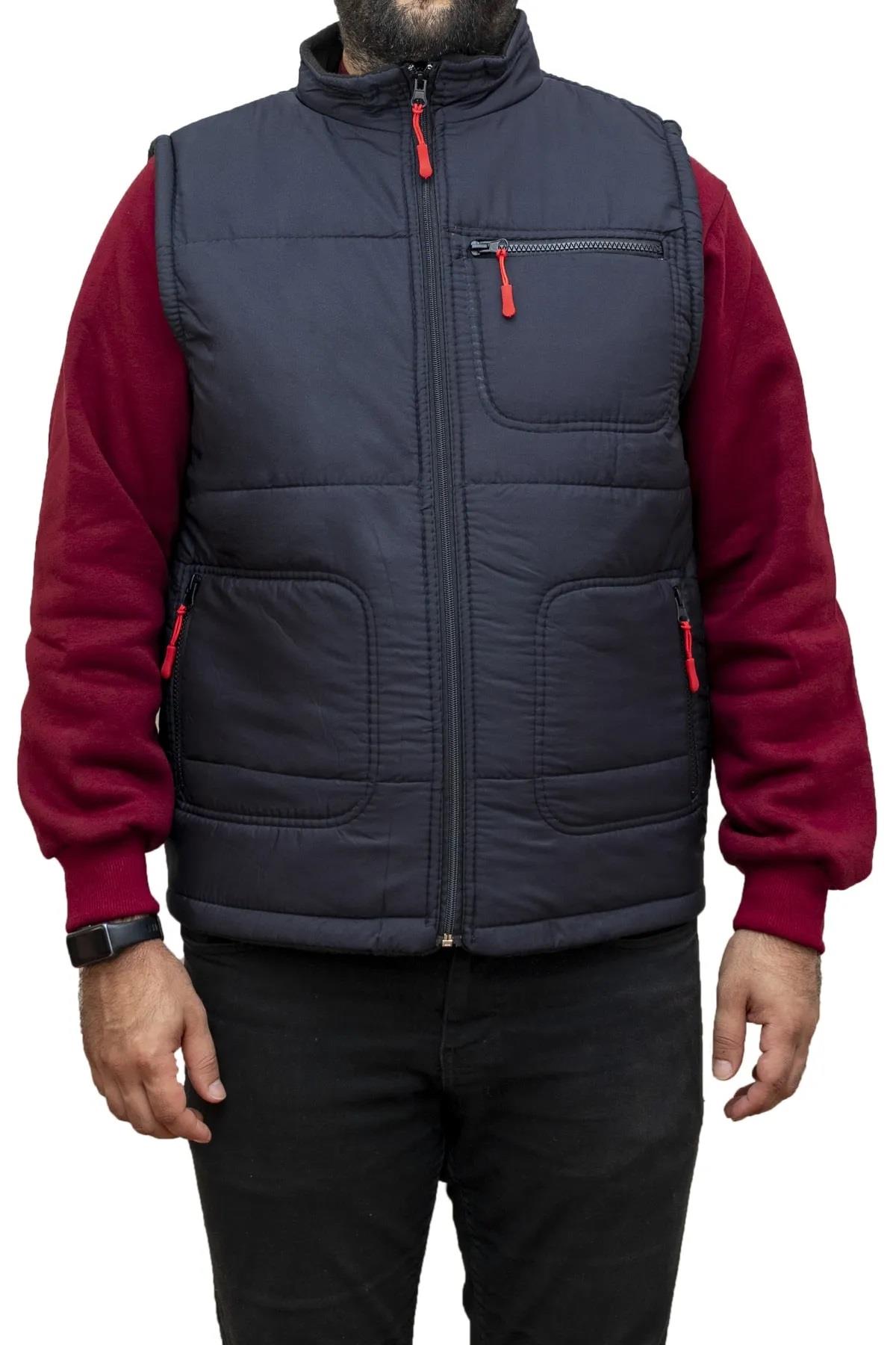 65827 Dewberry Multi-Pocket Fleece Inside Mens Vest-NAVY