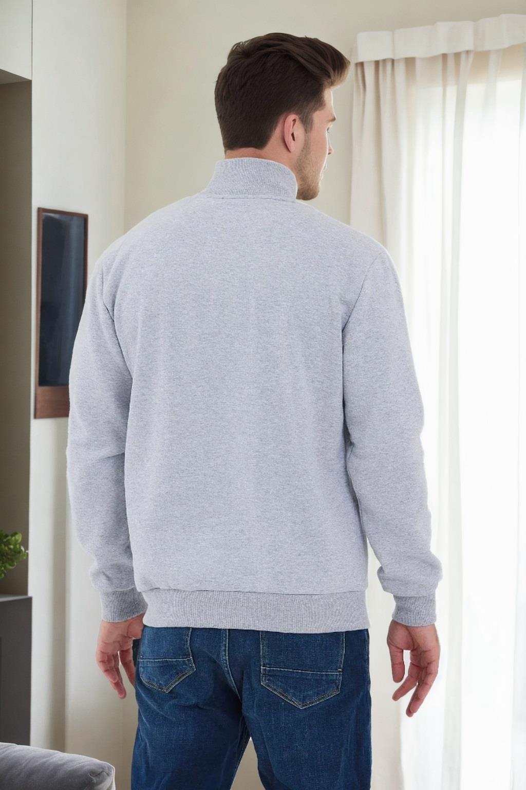 56777 Dewberry Zippered Mens Cardigan-GREY