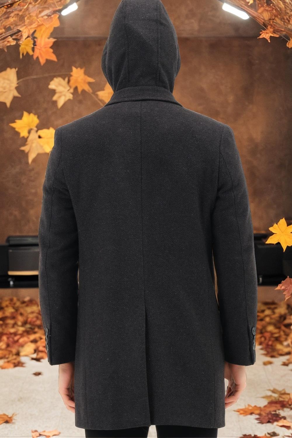 PLT8371 DEWBRRY MEN'S COAT-OPEN DIAGONAL ANTHRACITE