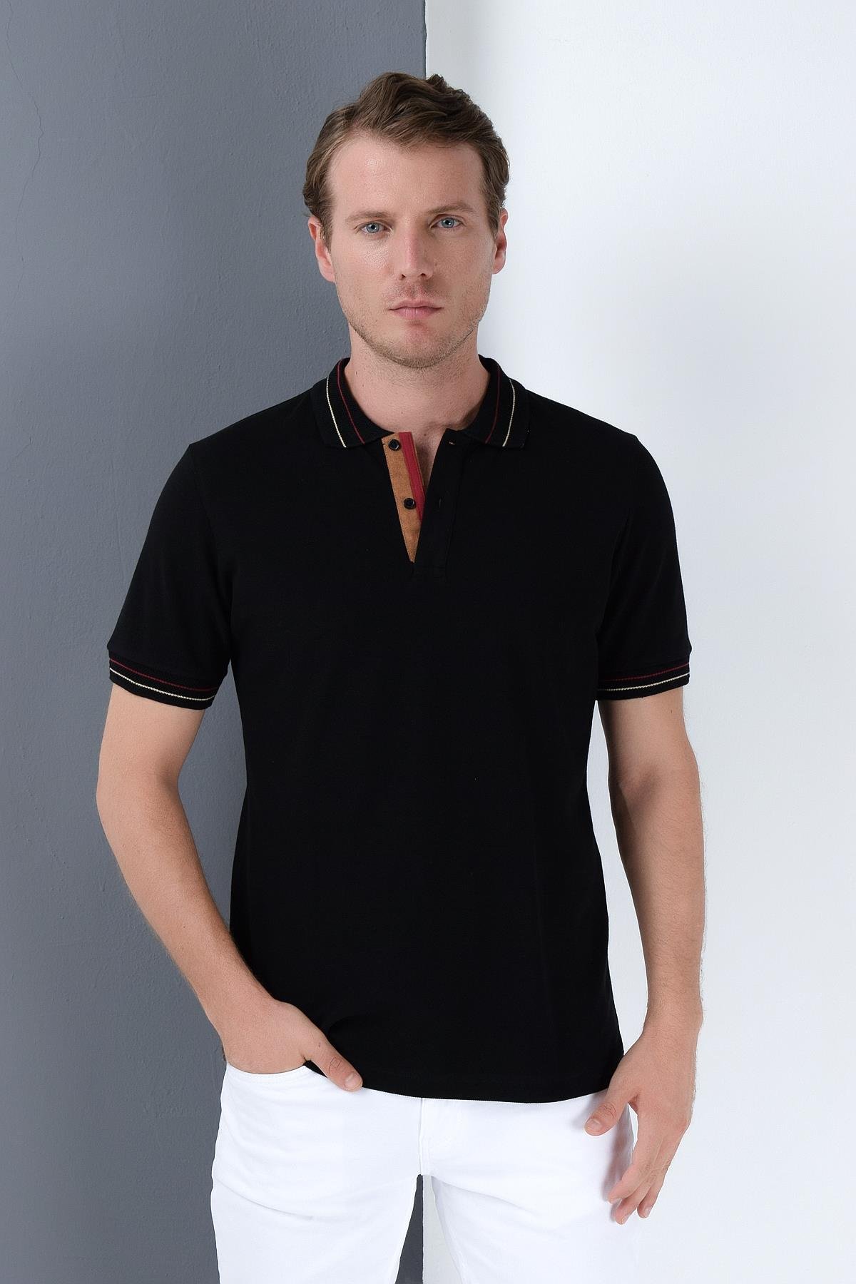 Tricou polo negru pentru bărbați