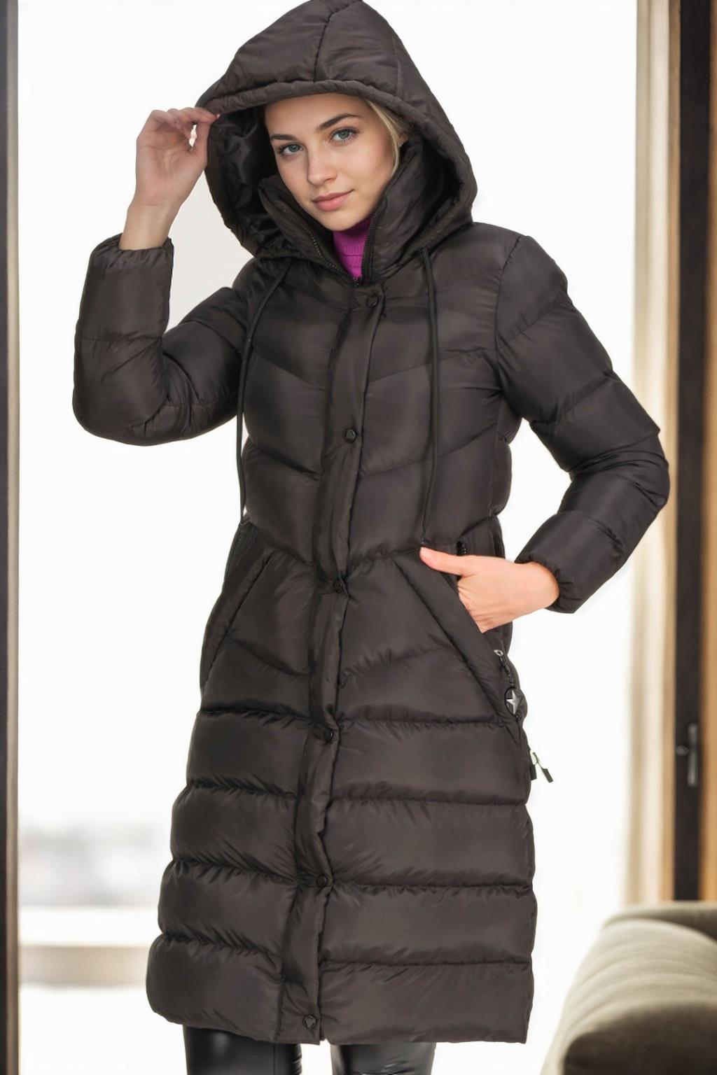 Z6719 DEWBERRY WOMEN'S COAT-BLACK-1