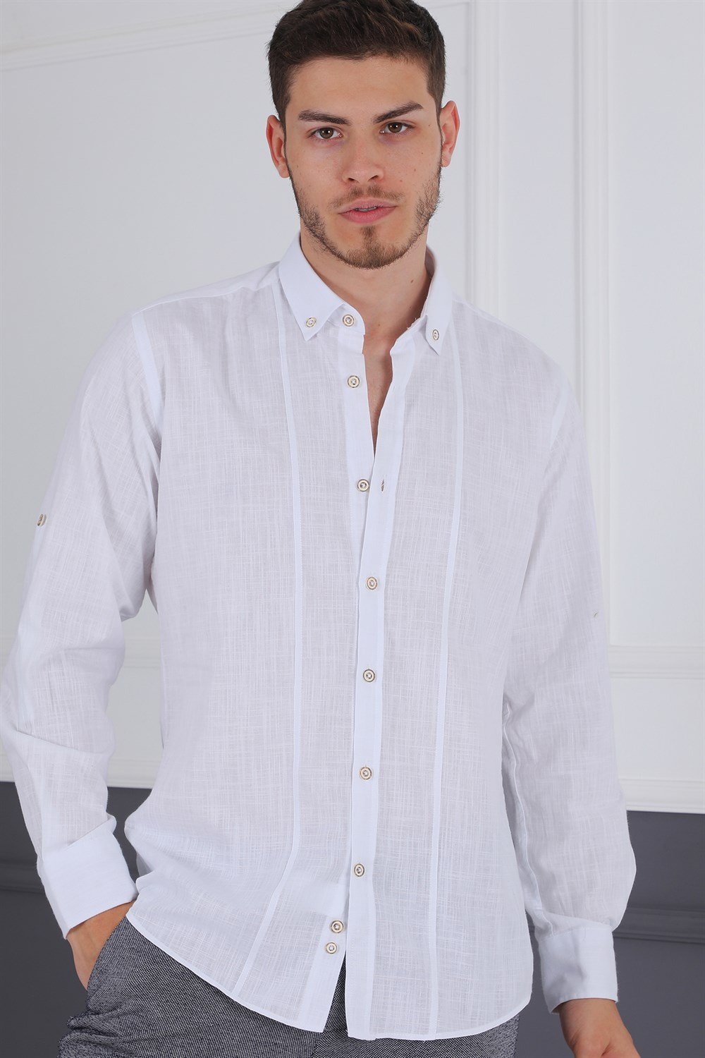 G721 DEWBERRY MEN&#039;S SHIRT-WHITE