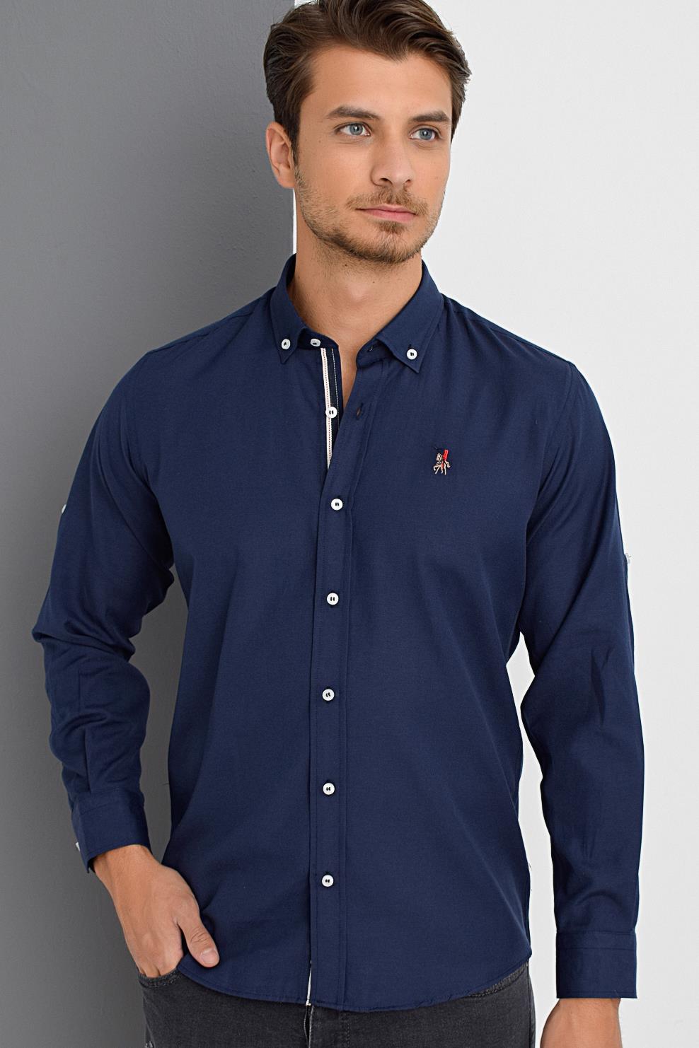G974 DEWBERRY MEN&#039;S SHIRT-NAVY BLUE